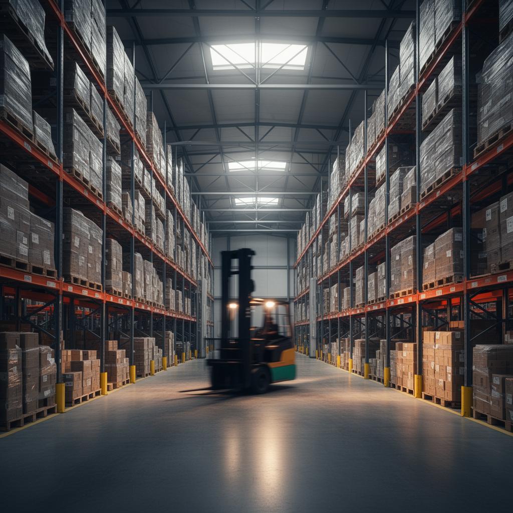 Handelslager mit Paletten und Lkw